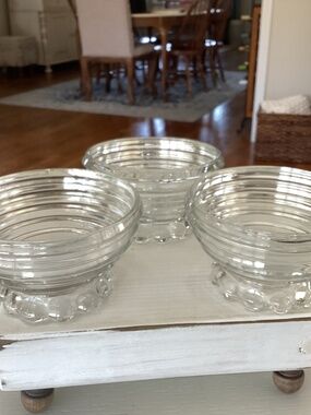 Set of (3) Anchor Hocking “Manhattan” Depression Glass Sherbet Cups